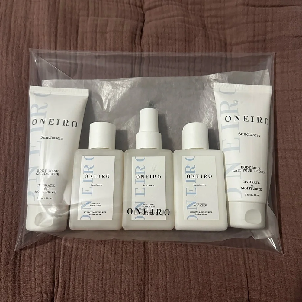 Oneiro Sunchasers Travel Set – 5 pc Hydrate & Moisturize Hair & Body Kit – NWT